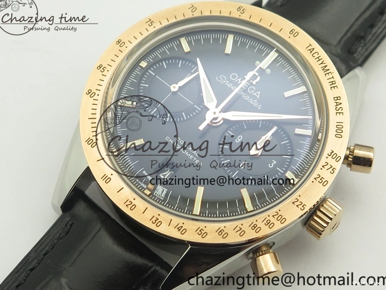 0410 Neat Speedmaster ’57 Co-Axial SS RG OMF 1:1 Best Edition Black Dial On Leather Strap A9300 (Free Leather Strap) 8067